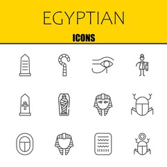 egyptian vector line icons set. egypt, egypt and egypt Icons. Thin line design. Modern outline graphic elements, simple stroke symbols stock illustration