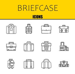 briefcase vector line icons set. suitcase, suitcase and briefcase Icons. Thin line design. Modern outline graphic elements, simple stroke symbols stock illustration