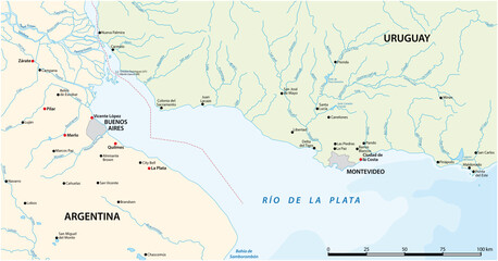 vector map of the Rio de la Plata, Argentina, Uruguay