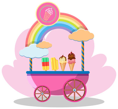 Street food cart concept with ice cream cart