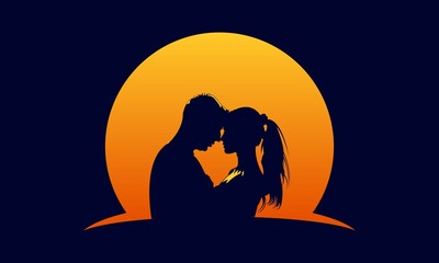 romantic sunset with gradient logo