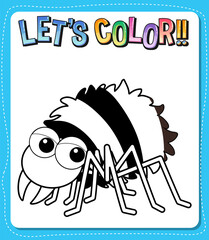 Worksheets template with let’s color!! text and spider outline