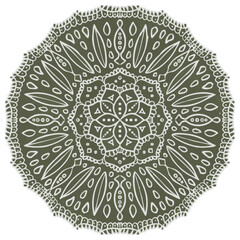 Mandala vector illustration in neutral tones. The green hues and hand drawn feel will be lovely on a pillow or stationery stickers.