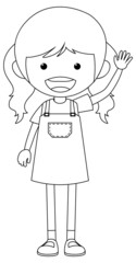 A girl black and white doodle character