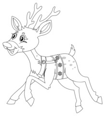 Deer doodle outline for colouring