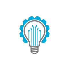 Light bulb creative idea icon modern technology logo isolated on white background