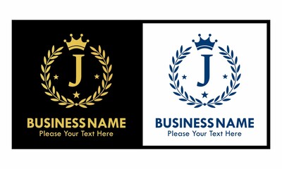 Letter j crown logo design template illustration. suitable for fashion, brand, kingdom, crown, identity