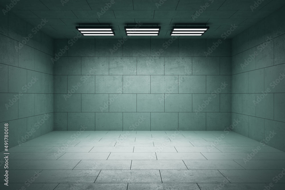 Poster abstract gray grunge concrete interior with light and mock up place on wall. 3d rendering.