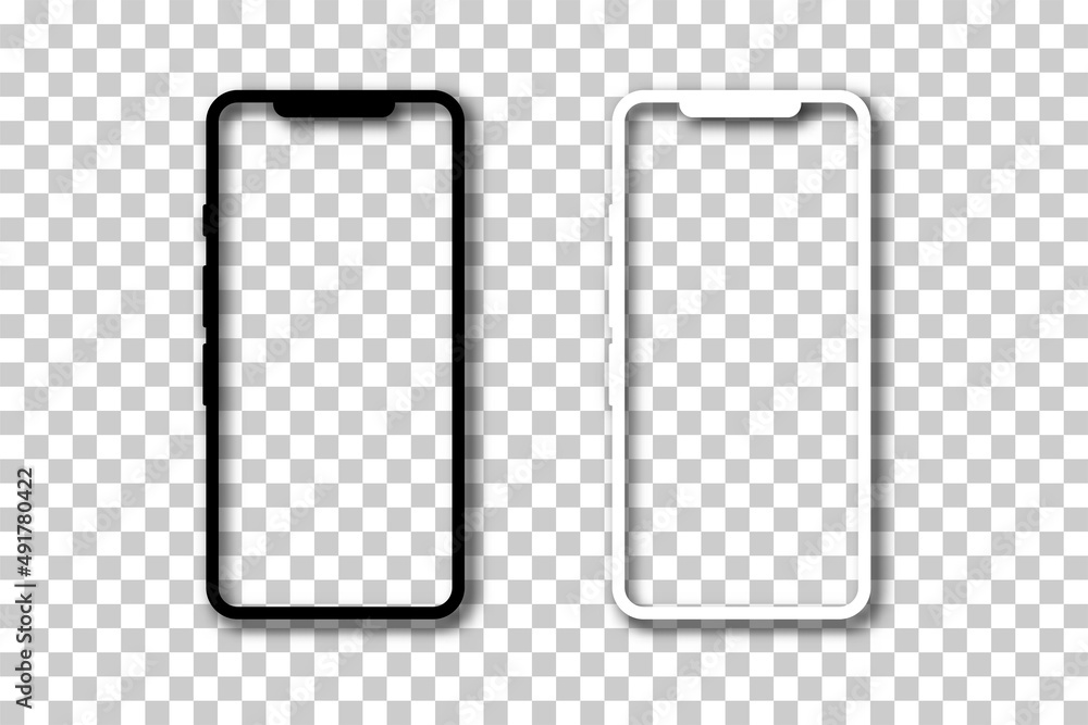 Poster realistic smartphone mockup on transparent background mobile phone frame vector with blank screen is