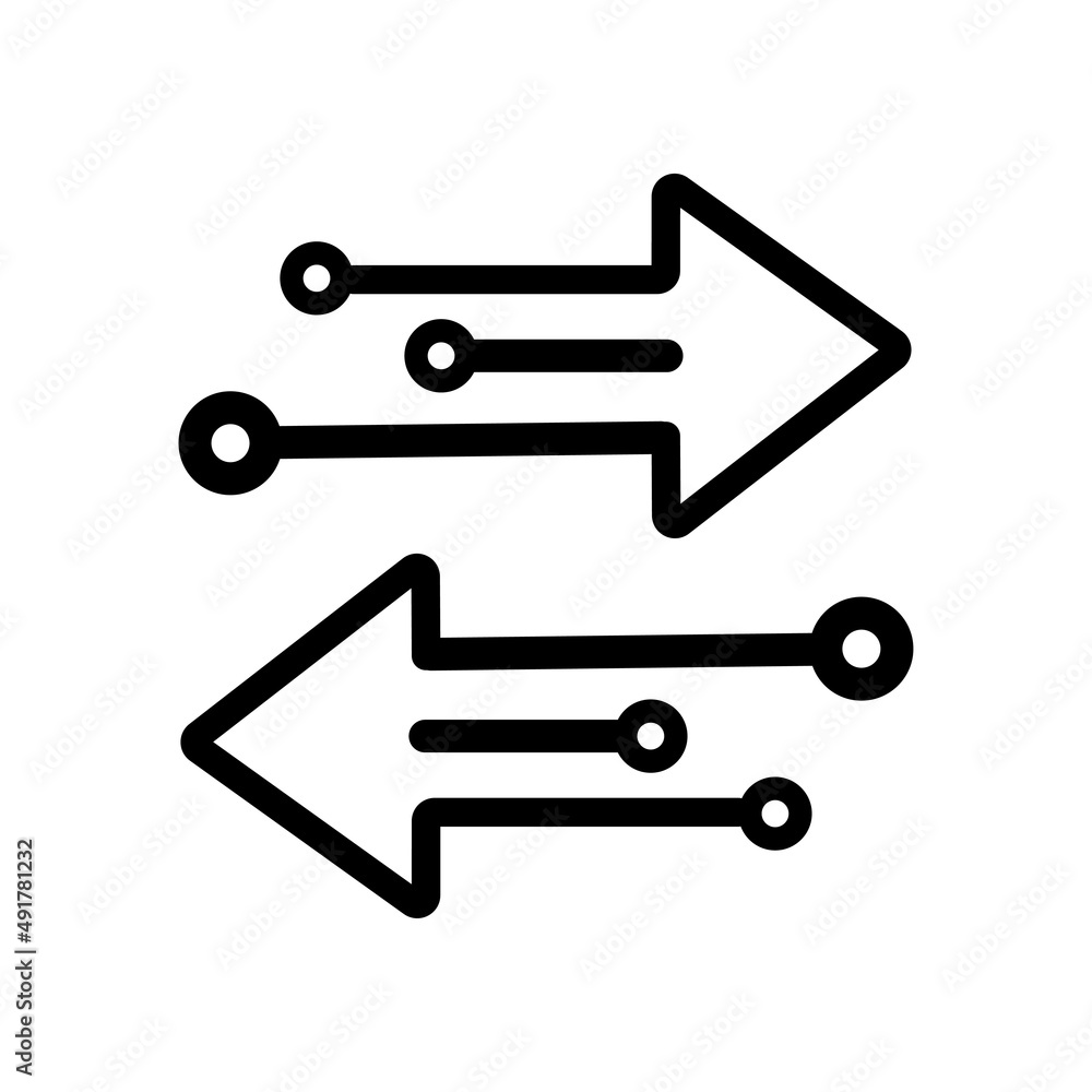 Poster transfer arrows outline icon. linear style sign for mobile concept and web design. left right arrows