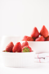 Strawberry fruit from local market on white background, Tropical fruit in spring and summer season