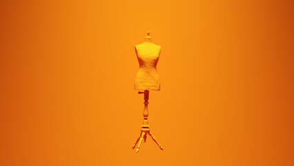 Orange Judy Dressmakers Dress Form Mannequin with Orange Background 3d illustration render