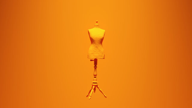 Orange Judy Dressmakers Dress Form Mannequin with Orange Background 3d illustration render