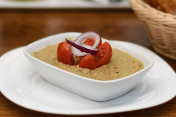 cold sanck Eggplant salad with tomatoes