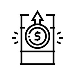 gas asset inflation line icon vector. gas asset inflation sign. isolated contour symbol black illustration