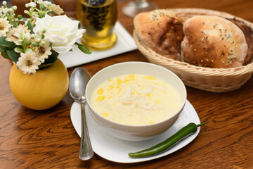 Tripe soup traditional romanian dish