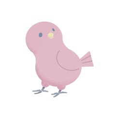 パステルカラーで優しい色合いの小鳥イラスト（ピンク）