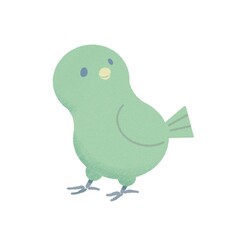 パステルカラーで優しい色合いの小鳥イラスト（緑）