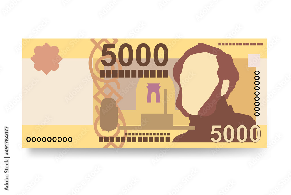 Wall mural Hungarian Forint Vector Illustration. Hungary money set bundle banknotes. Paper money 5000 HUF. Flat style. Isolated on white background. Simple minimal design.