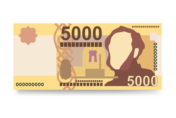 Hungarian Forint Vector Illustration. Hungary money set bundle banknotes. Paper money 5000 HUF. Flat style. Isolated on white background. Simple minimal design.