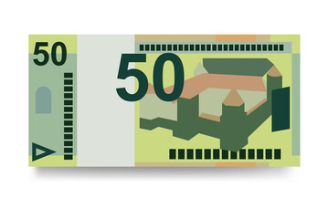 Belarusian ruble Vector Illustration. Belarus money set bundle banknotes. Paper money 50 BYN. Flat style. Vector illustration.Isolated on white background. Simple minimal design.