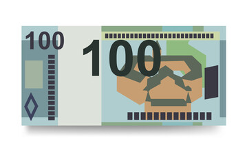 Belarusian ruble Vector Illustration. Belarus money set bundle banknotes. Paper money 100 BYN. Flat style. Vector illustration.Isolated on white background. Simple minimal design.