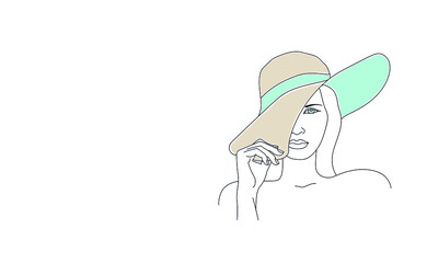 Vector Beautiful Woman on Summer Beach Seaside illustration