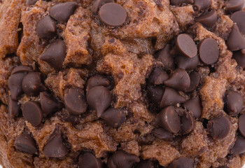 muffin with chocolate drops close-up