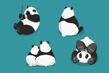 a set of cute panda stickers