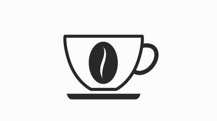 Coffe Cup Icon. Vector isolated editable illustration of a coffee cup and a coffee bean