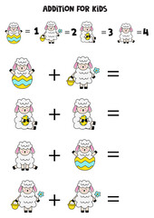 Obraz premium Addition for kids with different Easter sheep.
