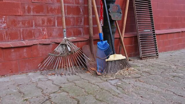 Gardener Tools Rake Shovel and Broom