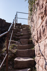 Stairs in a castle. Stone stairway.