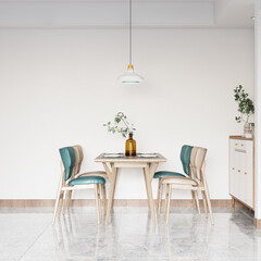 Interior Dining Room Wall Mockup - 3d Rendering, 3d Illustration 