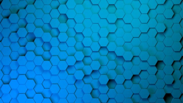 3d hexagon abstract background. Color structure and texture of geometric pattern honeycomb in motion. Futuristic, tech animated backdrop