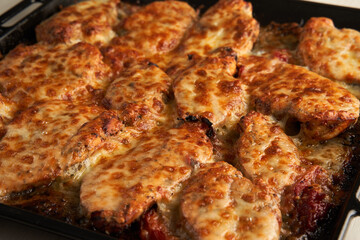 Chicken breast with melted parmesan and cheddar