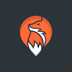 creative Fox point modern logo vector concept pin icon