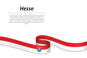 Waving ribbon or banner with flag of Hesse - obrazy, fototapety, plakaty