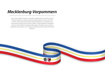 Waving ribbon or banner with flag of Mecklenburg-Vorpommern - obrazy, fototapety, plakaty