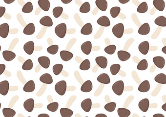 Mushrooms pattern wallpaper. Mushrooms on white background. Food cartoon.