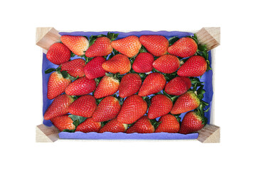 Strawberries in a wooden box , Organic fruit