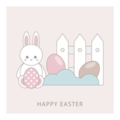 Spring Holiday card with cute elements. Cute flat cartoon character