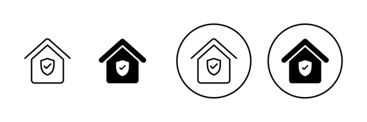 home insurance icons set. home protection sign and symbol