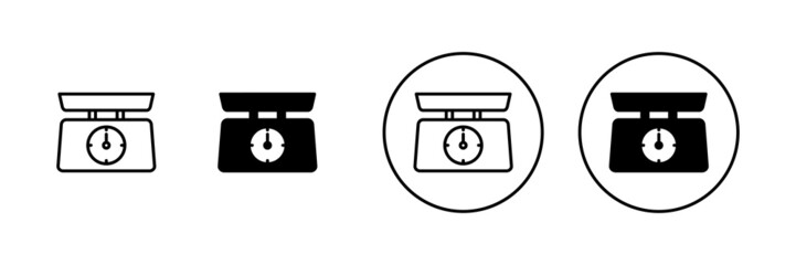 Scales icons set. Weight scale sign and symbol