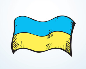 Ukrainian Flag. Vector drawing icon
