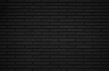 Black brick wall abstract background. Design geometric dark texture room decoration.