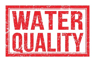 WATER QUALITY, words on red rectangle stamp sign