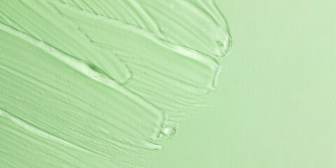 Cosmetic textured gel on the mint background.Copy space for text,mockup concept.Large banner.