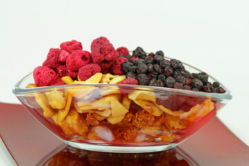 Freeze-dried fruit, raspberries,blueberries,mango chips and coconut