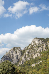 Vertical image of a mountain peak at Carpathian Mountains, Djerdap National Park, Serbia.